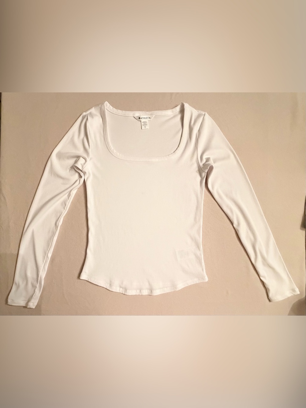 LIKE NEW ATHLETA Signature Rib Square Neck Top in White - Picture 3 of 4